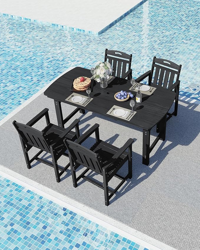 Ciokea HDPE Outdoor Dining Set, 5-Piece Patio Table and Chairs Set - Image 8