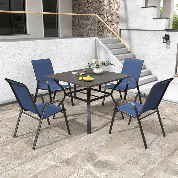 Patio Chairs Set of 6, Stackable Outdoor Dining Chairs - Image 4