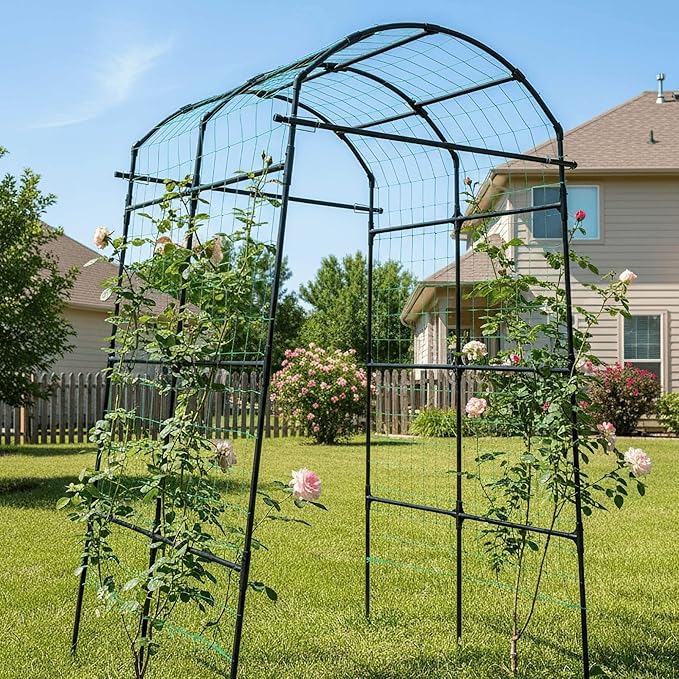 Garden Trellis Arch 7FT PP-Coated Stainless Steel Metal Extra Tall Cucumber - Image 8