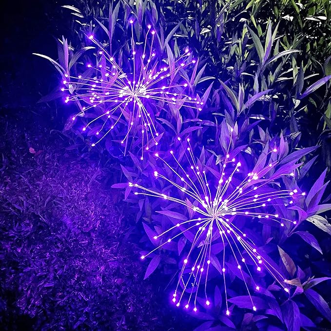JJGoo Solar Firework Lights, 2 Pack 120 LEDs 2 Lighting Modes Solar Garden - Image 2