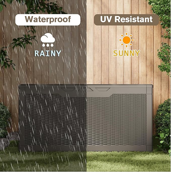 JUMMICO 100 Gallon Resin Deck Box, Waterproof Outdoor Storage Box - Image 3