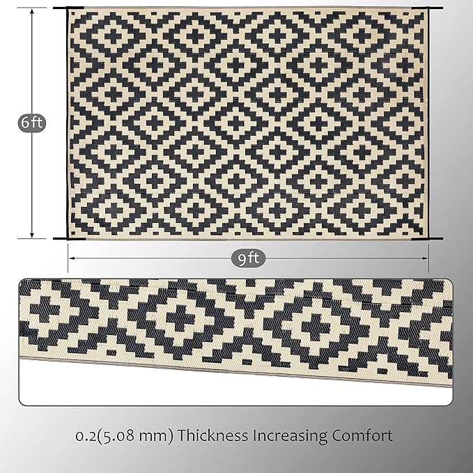 SAND MINE Reversible Mats, Plastic Straw Rug, Modern Area Rug, Large Floor Mat - Image 2