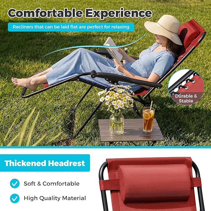 Homall Zero Gravity Chair Patio Folding Lawn Outdoor Lounge Gravity Camp - Image 6