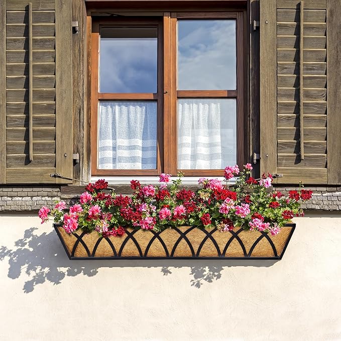6pcs 30 Inch Window Deck with Coco Liner, Metal Hanging Flower Planter Window - Image 4