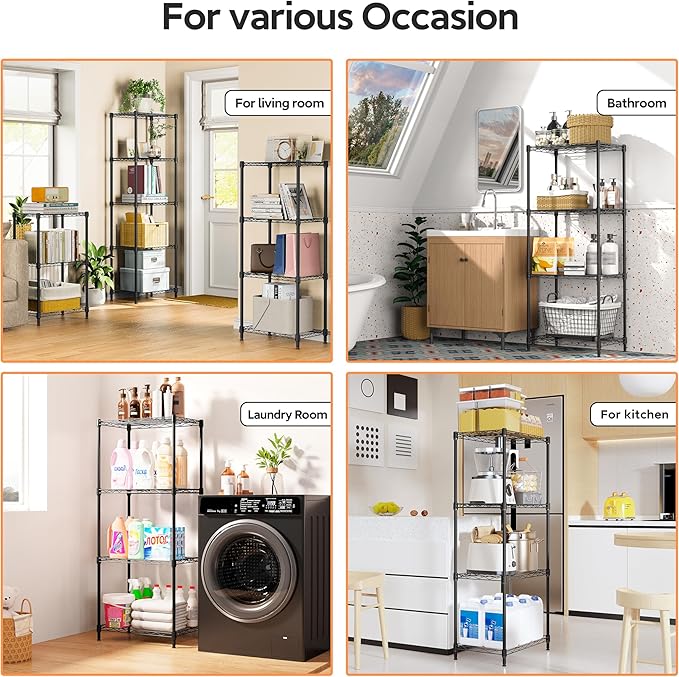 4 Tiers Shelf Metal Storage Shelves Wire Rack Closet Organizers - Image 6
