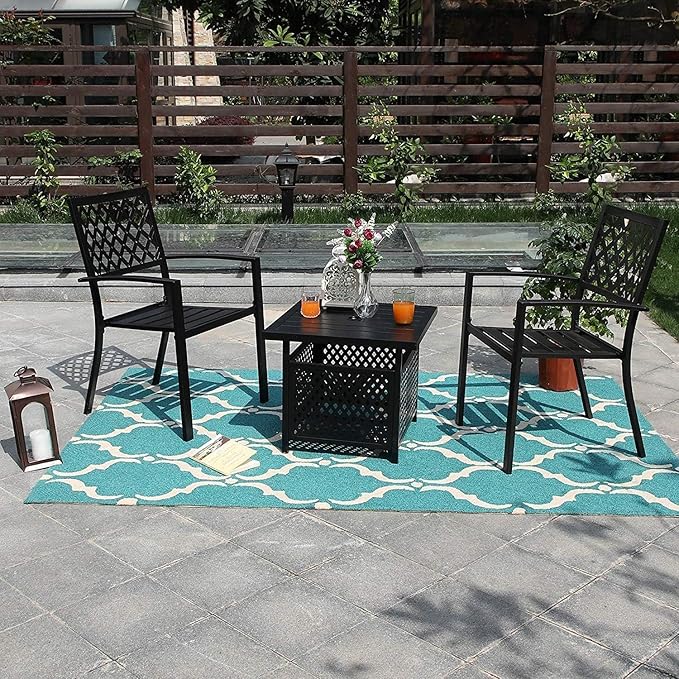 PHI VILLA Outdoor Patio Side Table Set of 2, Outside Coffee Bistro Table - Image 5