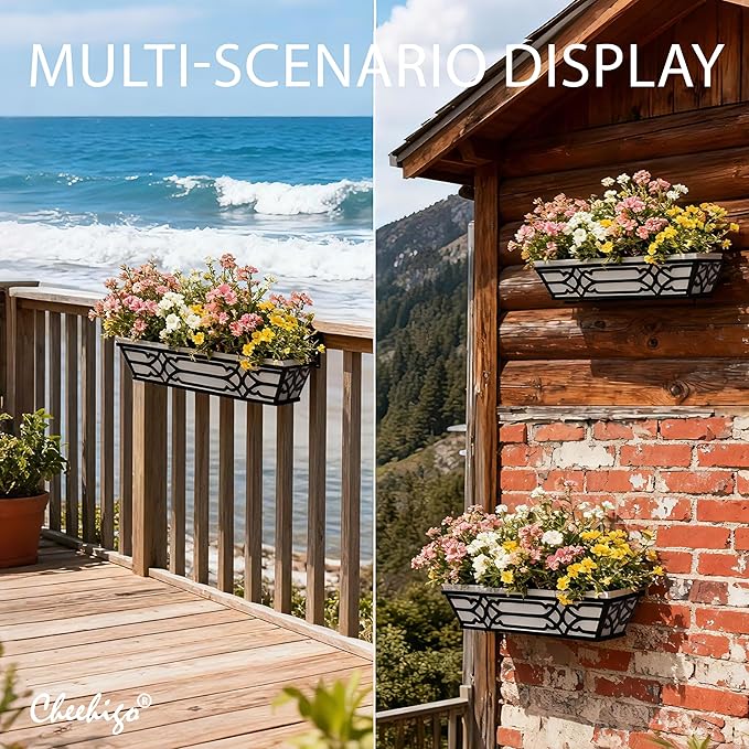2 Pack 24 Inch Railing Boxes Planter - Image 8