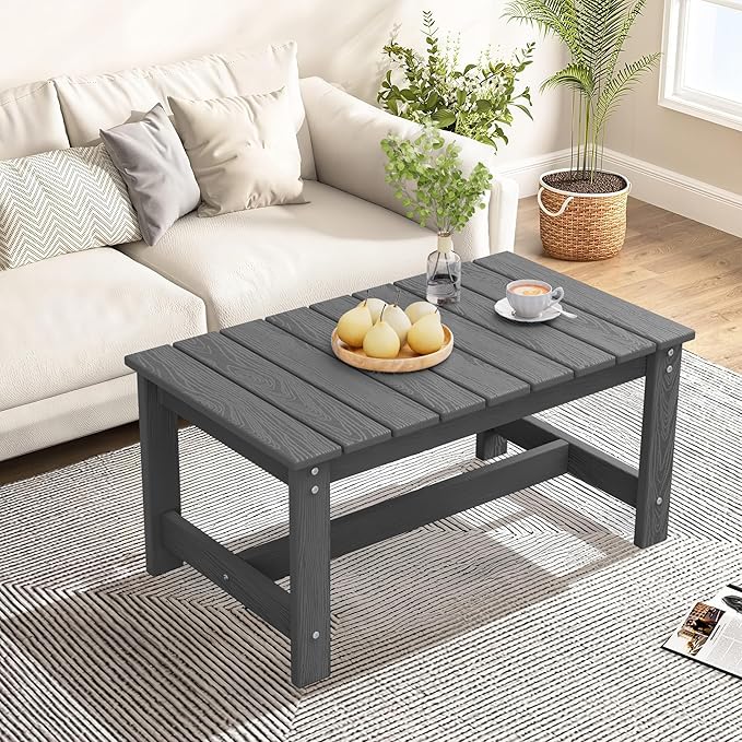 SERWALL Outdoor Coffee Table, HDPE Patio Coffee Table - Image 9