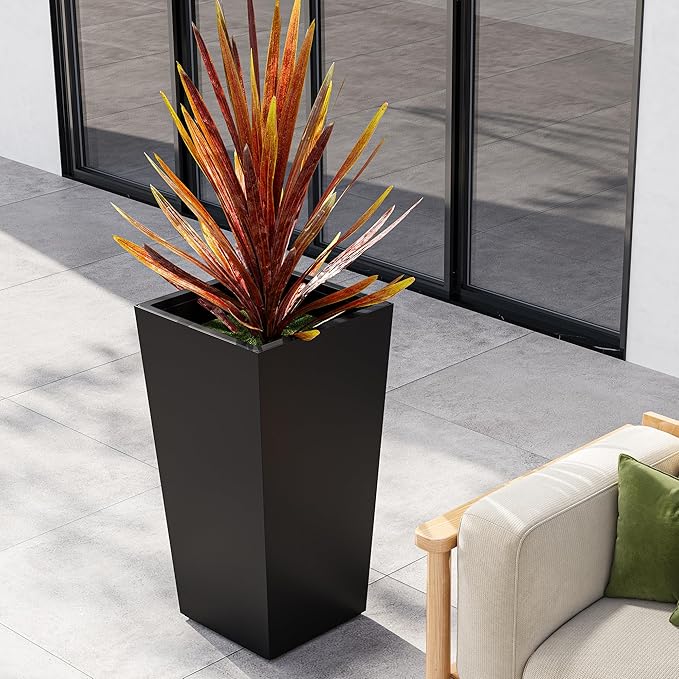 Garvee 30" Tall Planters Set of 2, Outdoor＆Indoor Black Planter Pots, High - Image 6