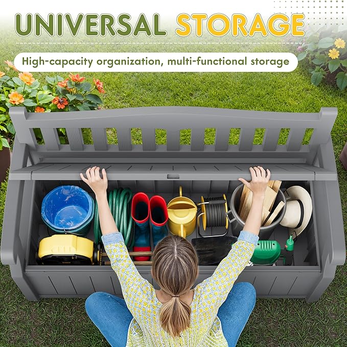 Greesum 80 Gallon Storage Bench Outdoor Deck Box - Image 5