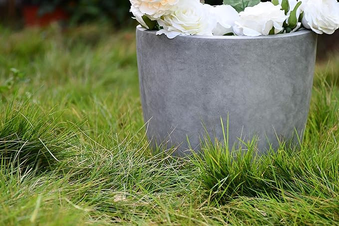 Kante 14 Inch Dia Round Concrete Planter, Indoor Outdoor Large Plant Pot - Image 6