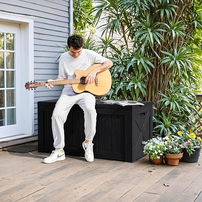 Greesum 120 Gallon Deck Box, Resin Outdoor Storage Container - Image 3