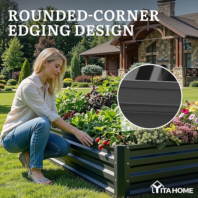 YITAHOME 6x3x1ft 2pcs Large Raised Garden Bed Kit, Galvanized Metal Planter Box - Image 6