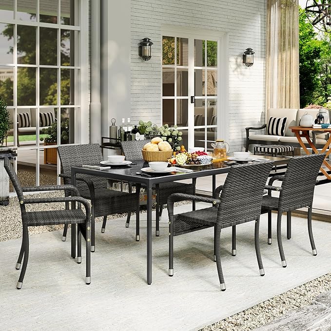 Yaheetech Set of 6 Stackable Outdoor Rattan Dining Chairs, All-Weather Armchair - Image 7