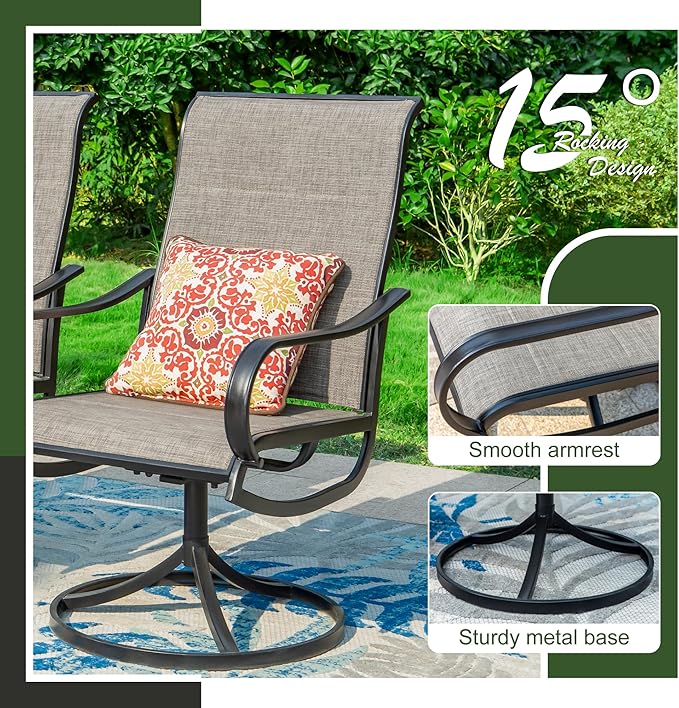 Sophia & William Patio Dining Set 5 Pieces, 4 x Patio Dining Chairs Textilene - Image 3