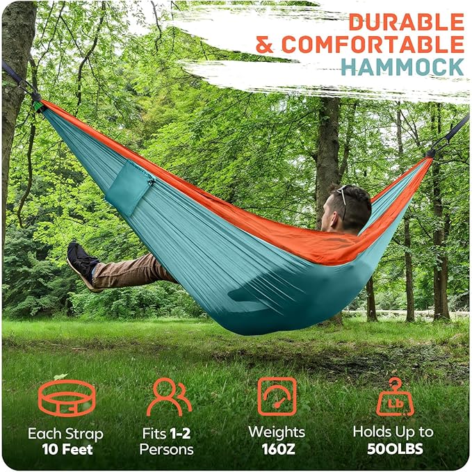 Camping Hammock Lightweight, Portable Hammocks Parachute Hammock - Image 6