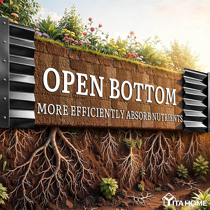 YITAHOME 8x4x1.5ft Large Raised Garden Bed Kit, Galvanized Metal Planter Box - Image 4