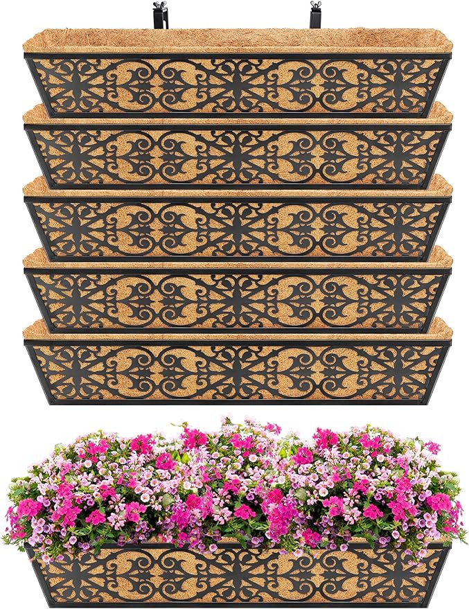 6 Pack 30 Inch Window Boxes Planters Railing Planter Box by KarlliuHOMEGARDEN