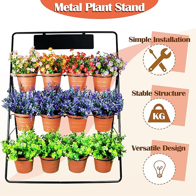 Sunnyglade 3-Tier Metal Plant Stand Rack Multiple Flower Pot Holder Shelf - Image 5