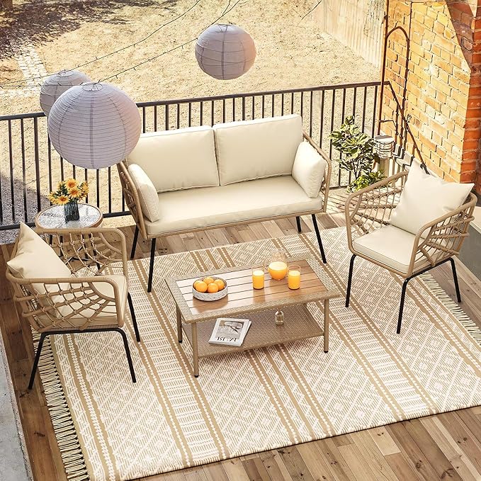 DWVO 2-Piece Patio Set, Wicker Loveseat - Image 2