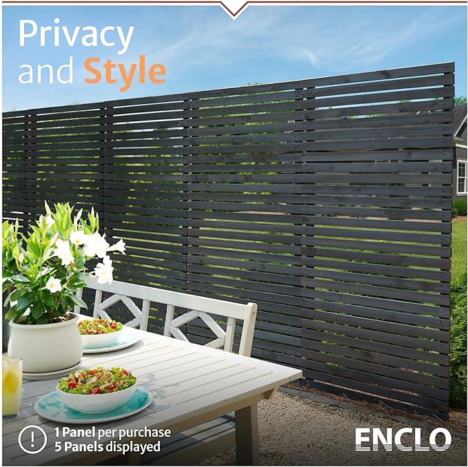 6ft H x 3.1ft W No Dig Enclo Aspen Charcoal Wood Privacy Screen, Decorative - Image 2