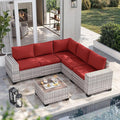 6-Piece Outdoor Patio Furniture Set Wicker Sectional Sofa Set, Patio by MuphyersPatioFurniture