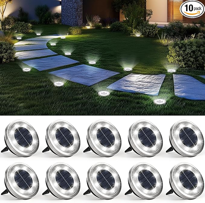 SOLPEX 10 Pack Solar Ground Lights Outdoor Waterproof, Solar Powered Pathway by Solpex