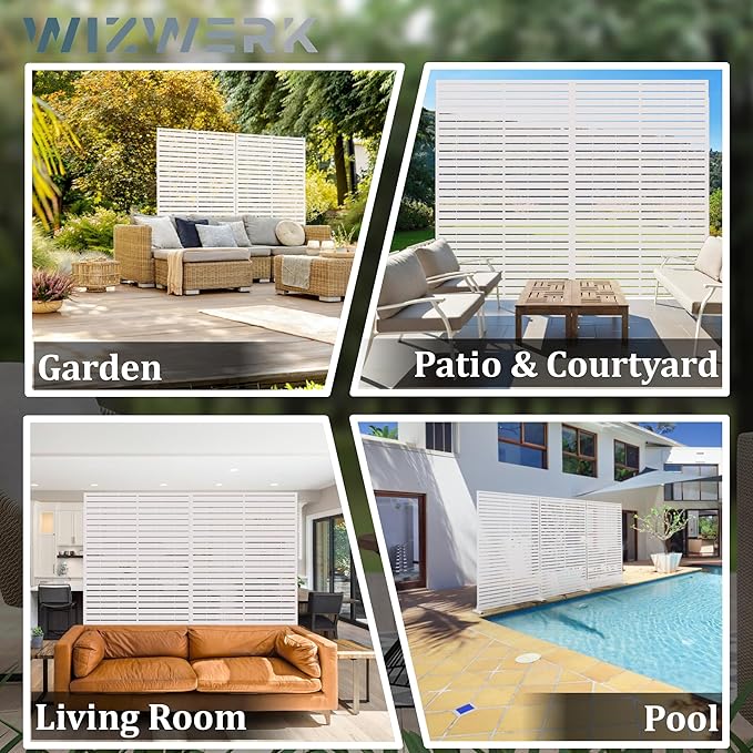 6FT Metal Privacy Screen Outdoor Privacy Panel and Garden Divider, - Image 7