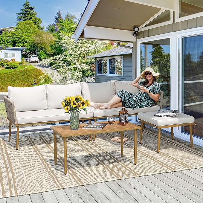 DWVO 6 Pieces Patio Furniture Set, L Couch Outdoor - Image 3