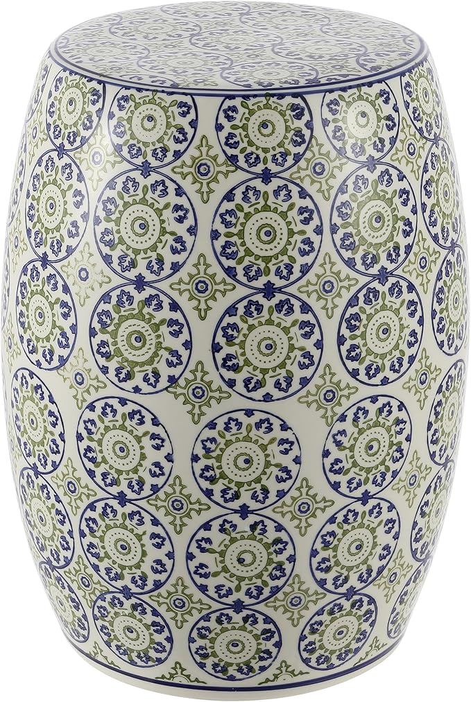JONATHAN Y TBL1025A Lula 17.25" Suzani Ceramic Indoor/Outdoor Garden Stool by JONATHANY