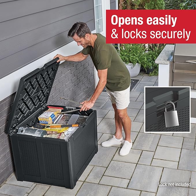 Rubbermaid Medium Resin Outdoor Storage Deck Box, Weather Resistant, Deck - Image 6