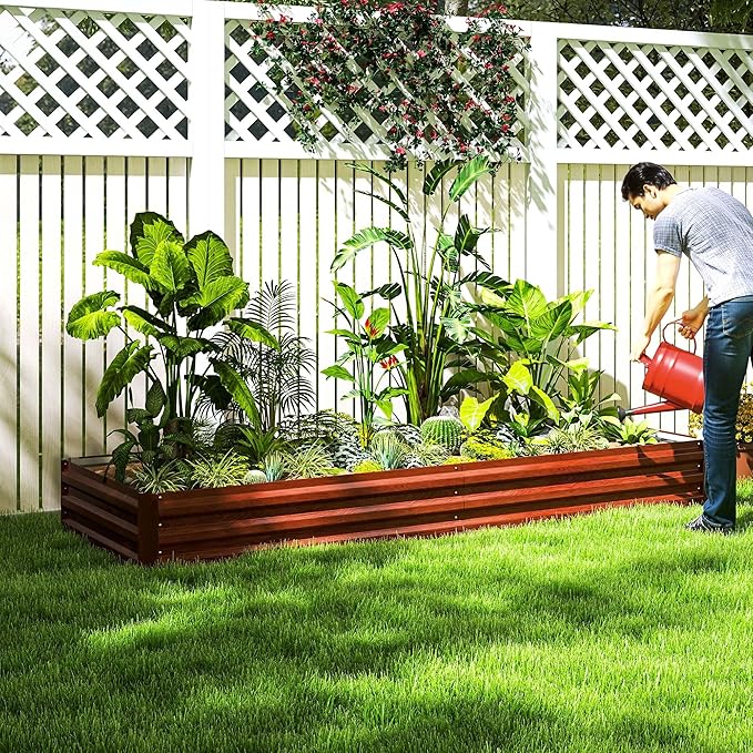 Outsunny Galvanized Raised Garden Bed, - Image 8