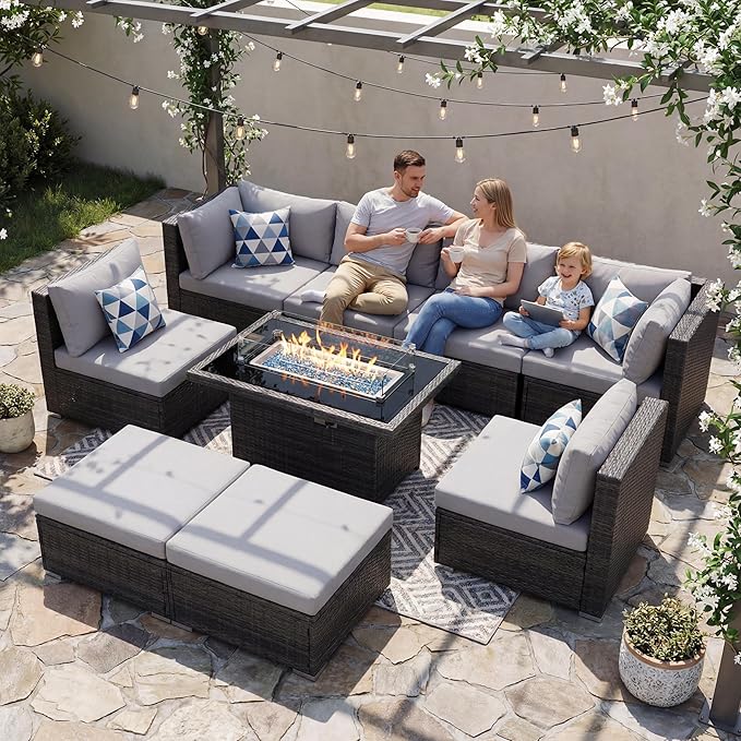 NICESOUL 29.3'' High Back Outdoor Patio Conversation Set by NICESOUL