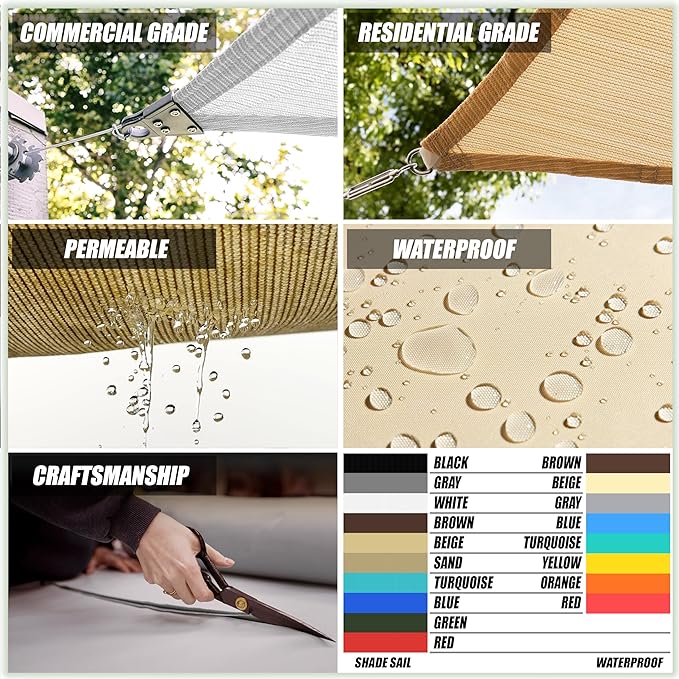 ColourTree 12' x 16' Red Rectangle CTAPS16 Sun Shade Sail Canopy Mesh Fabric UV - Image 4