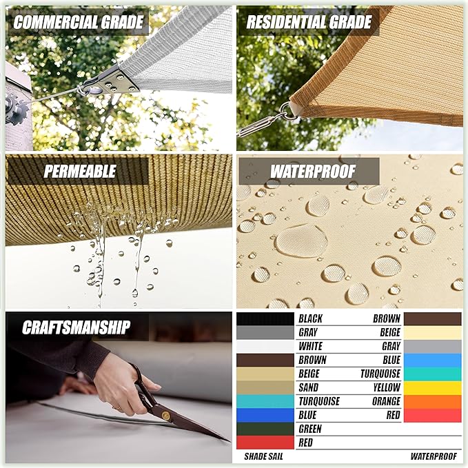 ColourTree TAPR1616 Custom Size 12' x 21' Green Sun Shade Sail Canopy UV Block - Image 4