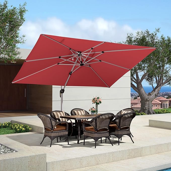 PURPLE LEAF Rectangle Patio Umbrella 9' X 12' Large Cantilever Umbrella by PURPLELEAF