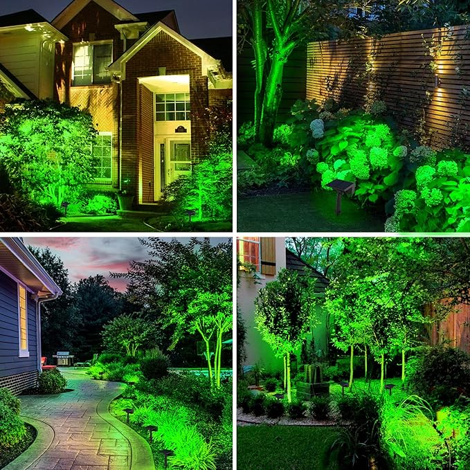T-SUN Green Solar Spot Lights Outdoor 4 Pack, 49 LED 2 Lighting Modes, IP65 - Image 8