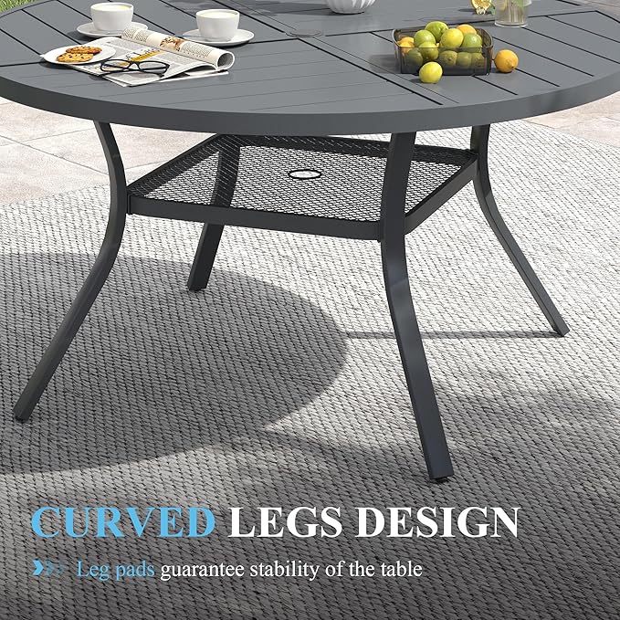 VICLLAX Patio Table and Chair Set of 6, All Weather Metal Round Outdoor Dining - Image 6