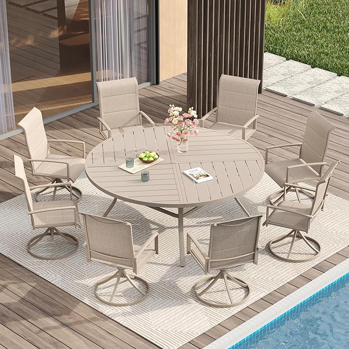 VICLLAX Round Patio Table with Adjustable Umbrella Hole - Image 2