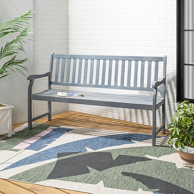 JONATHAN Y BNH101B Laurel 59.1" 3-Seat Slat-Back 600-Lbs Support Acacia Wood - Image 2