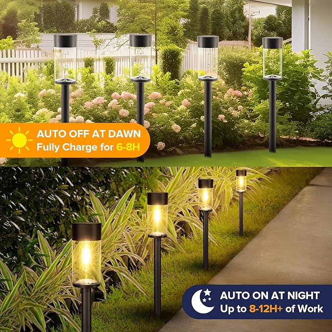 UME 10 Pack Solar Pathway Lights Outdoor, Bright Solar Garden Lights - Image 4