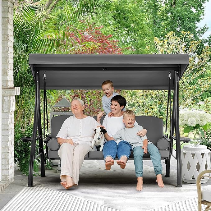 HOMREST 3 Seat Outdoor Porch Swing - Image 6