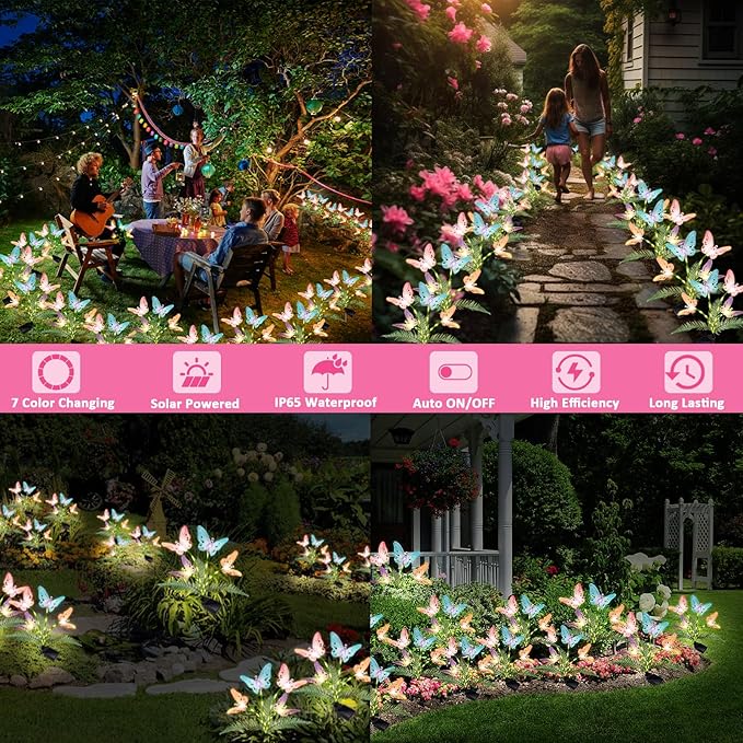 Solar Garden Lights 4 Pack Waterproof Decorative Solar Lights Outdoor - Image 6