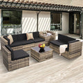 8-Piece Patio Furniture Set, Outdoor Wicker Rattan Sectional by KROFEM