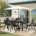 Pamapic Outdoor Dining Sets for 6, Rectangular Steel Slat Table by Pamapic