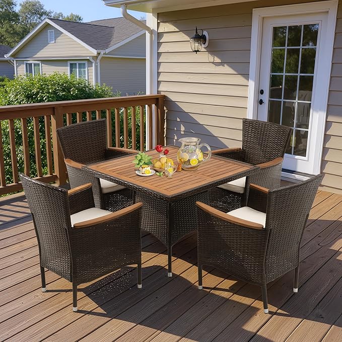 Wisteria Lane Patio Outdoor Table and Chairs Set, Rattan Outdoor Patio - Image 9