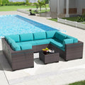 Kullavik 9 Pieces Outdoor Patio Furniture Set PE Wicker Rattan Sectional Sofa by KULLAVIK