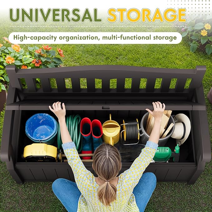 Greesum 80 Gallon Storage Bench Outdoor Deck Box - Image 5