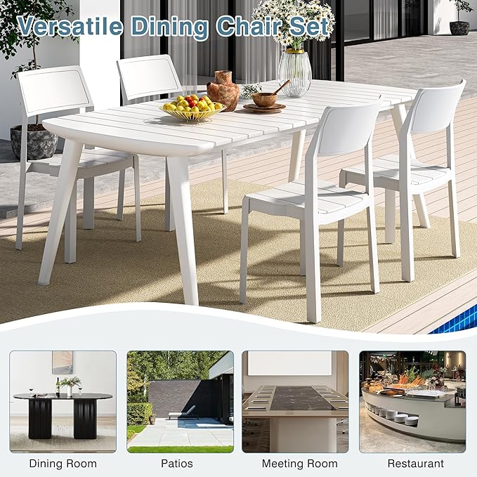 VECELO 4 Pack Stackable Dining Chairs, Plastic Patio Chairs - Image 7