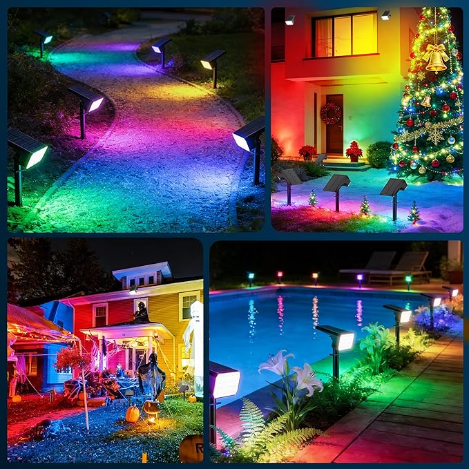 LANSOW Solar Spot Lights Outdoor Color Changing, LED Solar Powered Flood Lights - Image 3